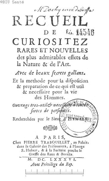 Page de titre du Receuil de d'Hémery.