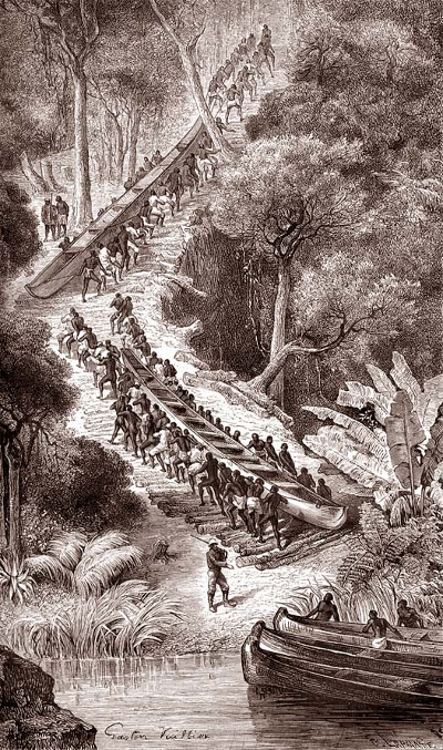 Gravure. Le Tour du mondeVers 1880. Travail forcé.