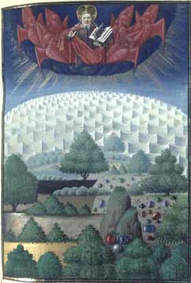 Création du monde. Vincentius Bellovacensis, Speculum historiale, Paris, 15° s. BNF.