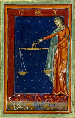 La Balance. Georgius Zothorus, Liberus astrologiae, Sicile,13° s. Coll. BNF.