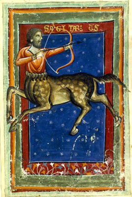 Le Sagittaire. Georgius Zothorus, Liberus astrologiae, Sicile,13° s. Coll. BNF.